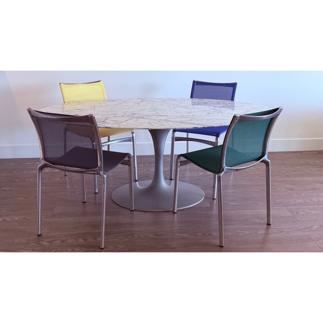 Eero Saarinen Eero Saarinen Oval Tulip Dining Table — 72" Arabescato Marble, Knoll For Sale - Image 4 of 8