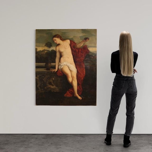 Italian Artist, Sacred Love, Nude, 1830, Oil on Canvas For Sale - Image 3 of 16