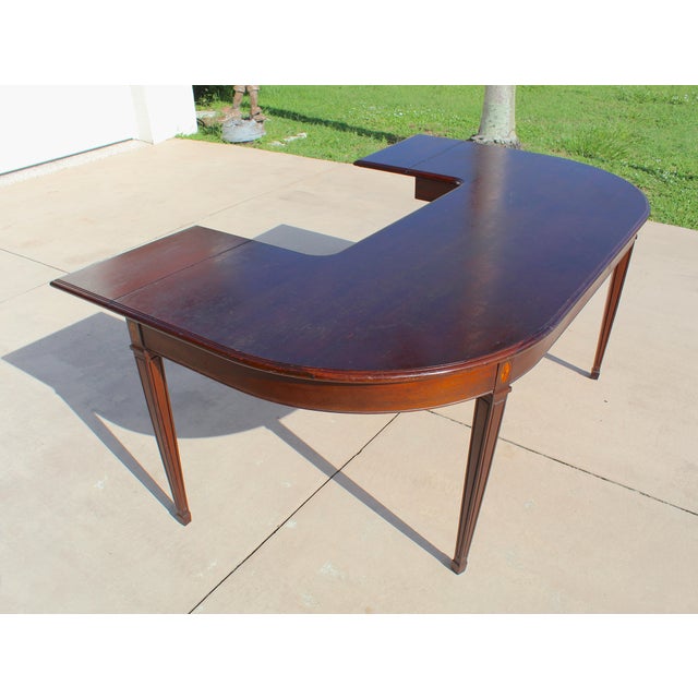 Brown Vintage Myrtle Desk Co. Georgian Style Mahogany Curved Hunt Table / Executive Desk For Sale - Image 8 of 18