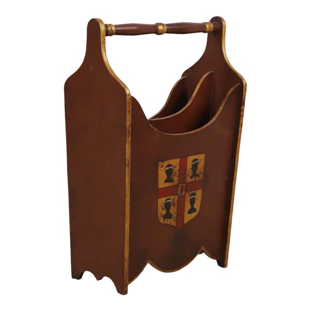 Retro Wooden Double-Layer Book and Magazine Rack For Sale