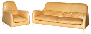 Set of 50th Anniversary Brown Leather Sofa & Armchair from Habitat Smithfield Aron Probyn