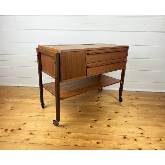 Brown Mid-Century Modern Danish Storage Cart, 1960s For Sale - Image 8 of 11