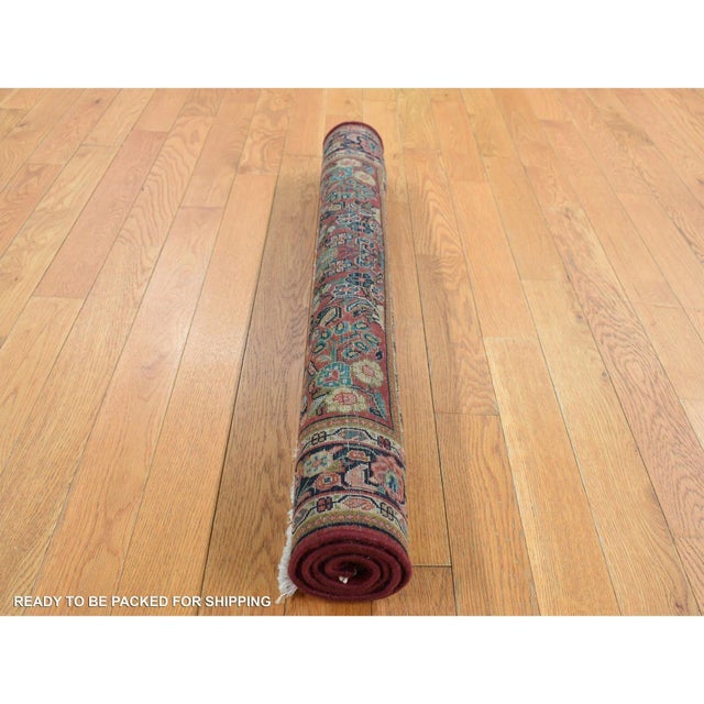 Textile 1930 Wine Red Antique Persian Sarouk Full Pile Rare Square Size Wool Hand Knotted Rug For Sale - Image 7 of 9