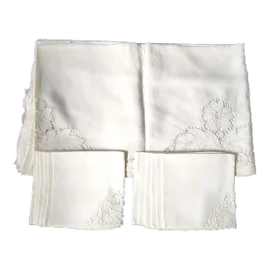 Beautiful Vintage Italian Church Fine Linen Tablecloth W/12 Embroidered Linen Napkins.