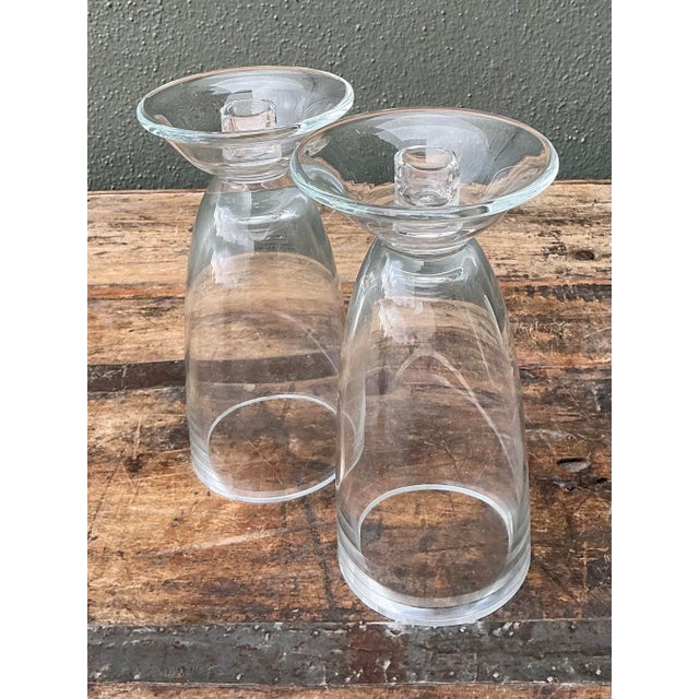 Vintage Michael Graves Glass Candlesticks - A Pair For Sale In West Palm - Image 6 of 12