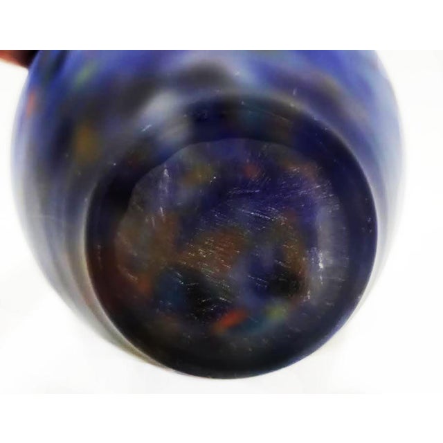 1980s Design Guild Romania 14" Cobalt Blue Scavo Glass Amphora Vase With Serpentine Handles For Sale In Las Vegas - Image 6 of 6