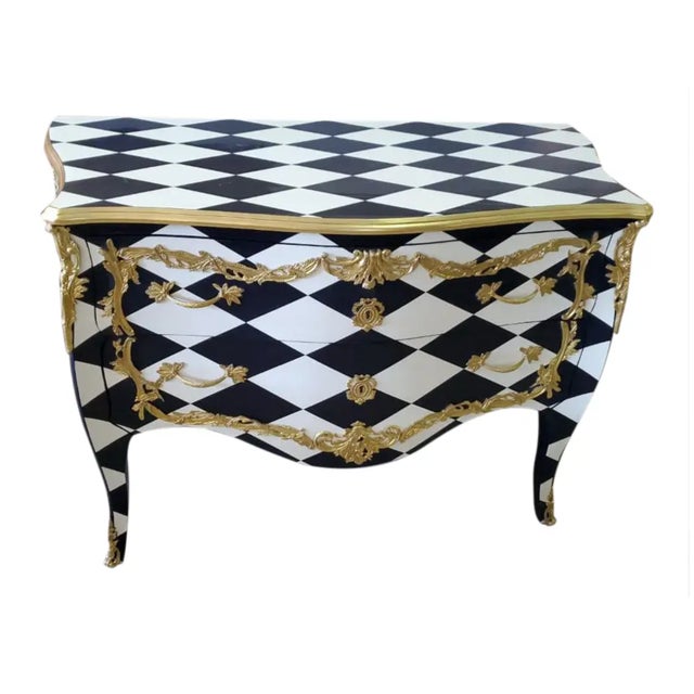 1960s 1960s Black & White Harlequin Pattern Chest of Drawers For Sale - Image 5 of 5