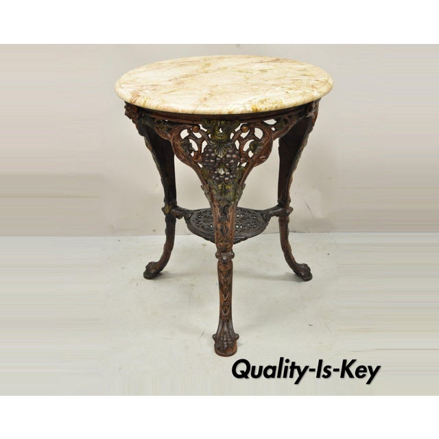 Antique English Victorian Cast Iron Round Marble Top Pub Table Chairish