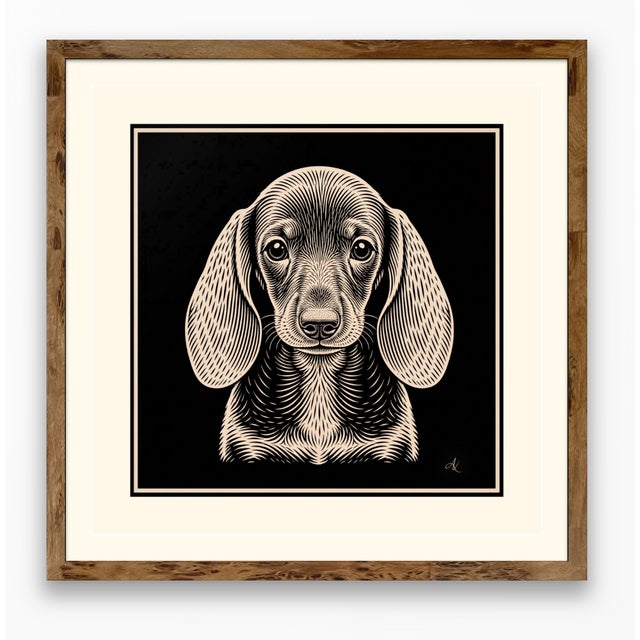 Atelier Aria Lumae the Sovereign Pet Collection Dachshund Silhouette Geometric Lithograph Fine Art Gallery Board Print Square Panel 16 X 16 For Sale - Image 10 of 18