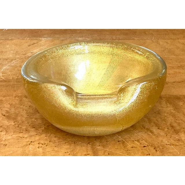 Vintage Murano Gold Flecked Glass Bowl For Sale - Image 12 of 12