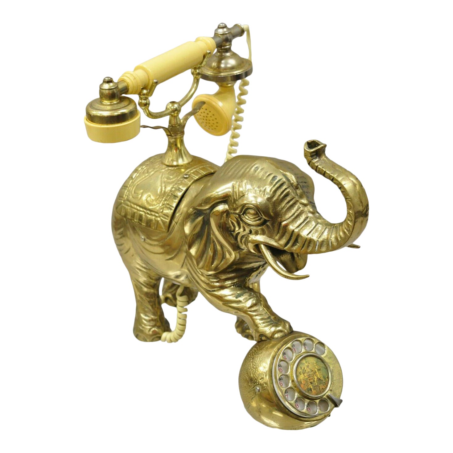 Vintage Brass Elephant Hollywood Regency Rotary Phone Telephone Chairish