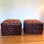 Boho Chic Late 20th Century Kincaid Woven Wicker Ottomans Lee Jofa Jungle Upholstery Cushions, a Pair For Sale - Image 3 of 9