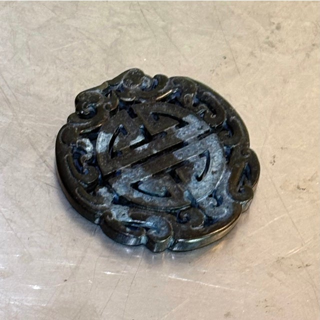 1930s-40s nephrite jade large Chinese longevity pendant. Excellent condition.