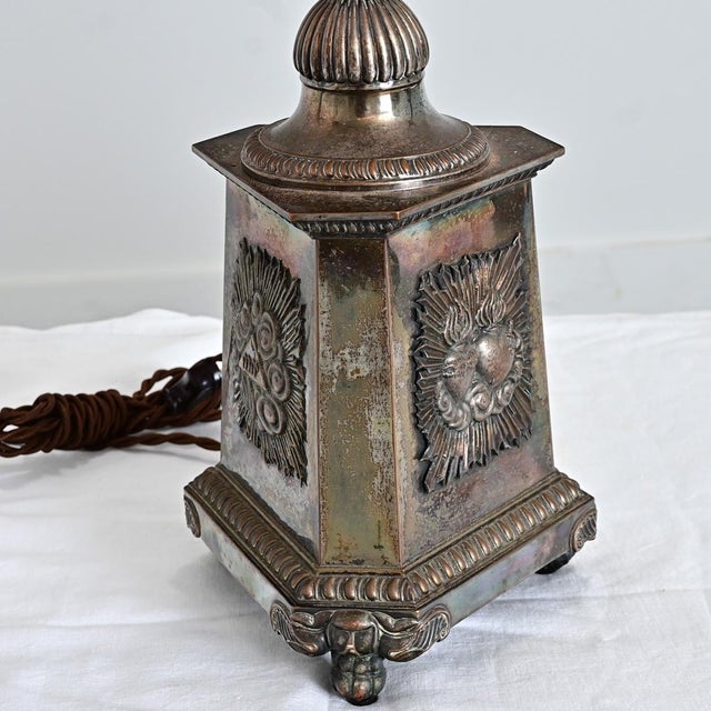 French 19th Century French Silverplate Altar Candlestick Lamps - a Pair For Sale - Image 3 of 12