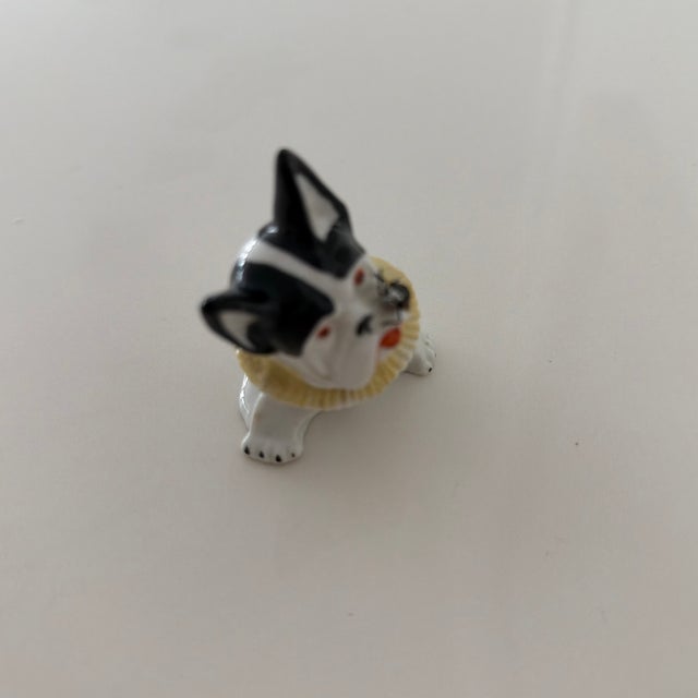 White Antique German Novelty French Bulldog/Boston Terrier Porcelain Figurine Featuring an Applied Fly For Sale - Image 8 of 9