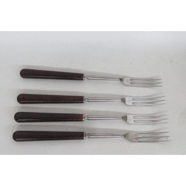 France Inox Mid Century Fondue Serving Forks 4pc Set Brown Wood Handles 5164b For Sale - Image 9 of 9