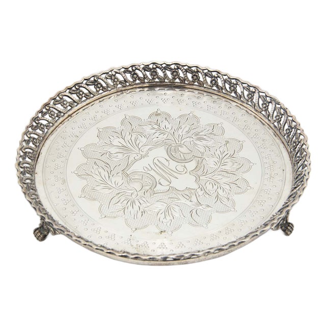 Silver Ticket Holder with Grate and Three Support Feet For Sale