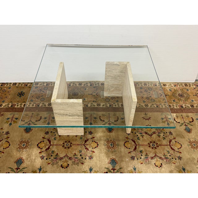 Stone Post Modern Travertine Coffee Table For Sale - Image 7 of 12