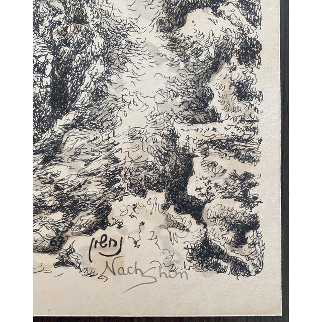 Baruch Nachshon, Hebron, 1969 Israeli Judaica Mixed Media Lithograph With Watercolor, 1969 For Sale In Miami - Image 6 of 8