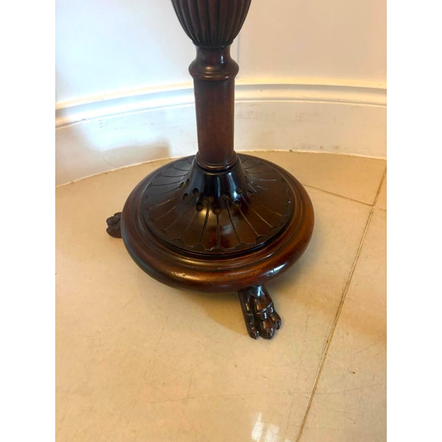 Brown Antique Victorian Carved Mahogany Torchere Plant Stand, 1860 For Sale - Image 8 of 12