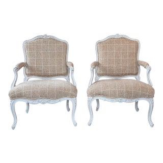 18th Century Painted Pair of French Fauteuils For Sale