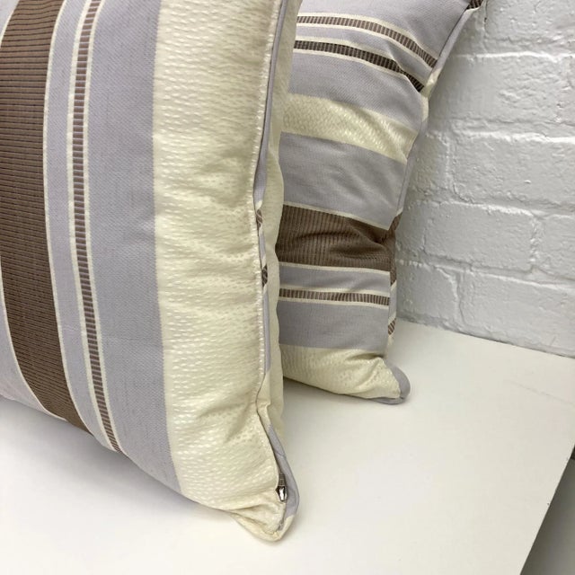 Mid-Century Modern Throw Pillows, Lavender Striped Pattern Pillows- as a Pair For Sale - Image 3 of 6