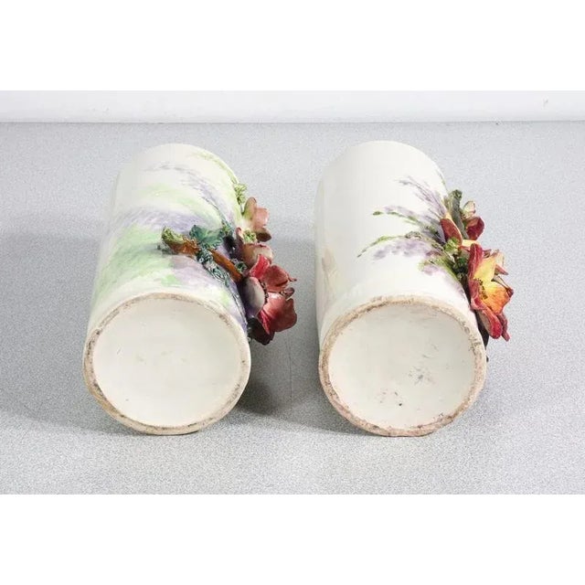 Barbotine Ceramic Vases, France, 1930s, Set of 2 For Sale - Image 12 of 13