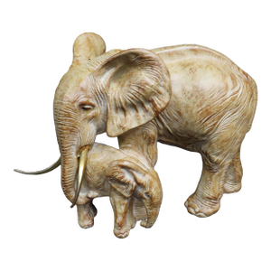 Elephant Mother & Calf Figurine Sculpture