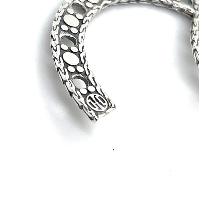 1990s John Hardy Estate Dot Flat Hoop Earrings 1.95" Sterling Silver, 2 pieces For Sale - Image 4 of 7