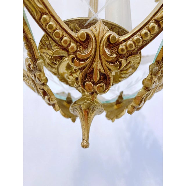 1930s 1930s Vintage Bronze Lantern With Etched Glass Panels For Sale - Image 5 of 8