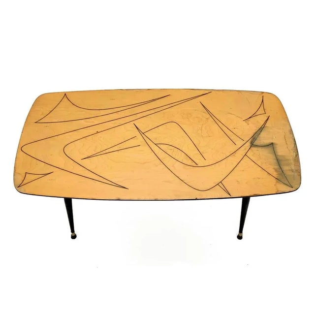 Black Mid-Century Italian Painted Wood, Brass and Black Metal Coffee Table, 1950s For Sale - Image 8 of 18