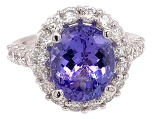Tanzanite Diamond Ring 14k White Gold 5.30 TCW Certified