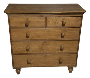 Antique Pine Two Over Three Drawers - Chest of Drawers From England