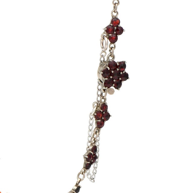 Contemporary Gold Plated Vintage Rose-Cut Garnet Necklace For Sale - Image 3 of 3
