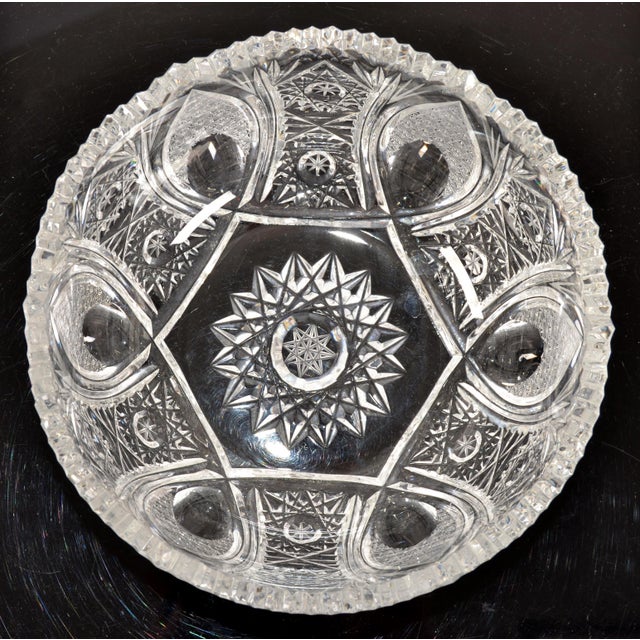 Vintage Bergen Style Brilliant Cut Crystal Glass Bowl Art Deco Period. In very good condition. No Markings. Measures:...