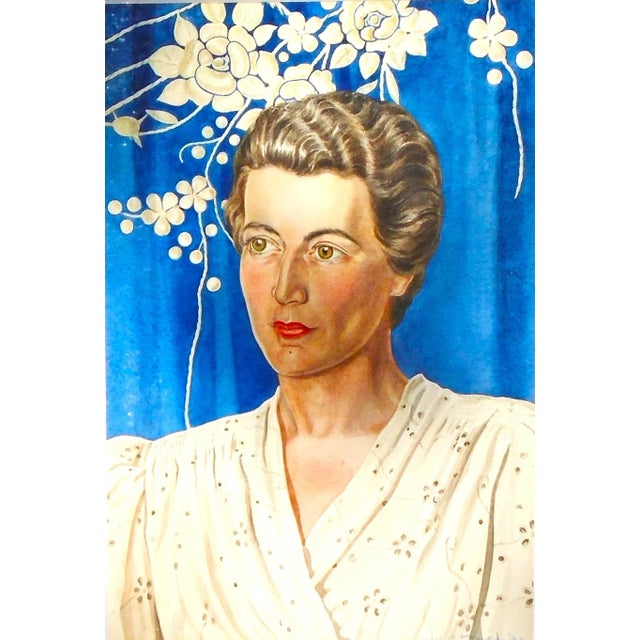 An original watercolor painting on paper by Millicent K.A. Thrush, British artist middle of the 20th century, "Art deco...