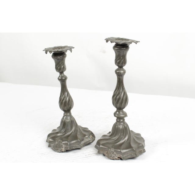 Antique Pewter Candle Holders A Pair Chairish