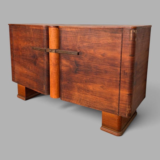 Art Deco Walnut Sideboard with Bakelite Handles, 1930s For Sale - Image 4 of 12