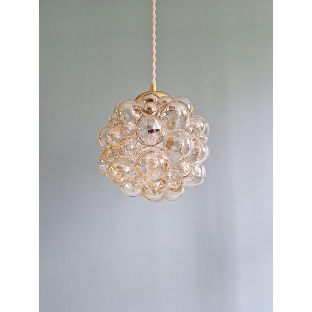 Amber Bubble Glass Pendant Lights by Helena Tynell for Glashütte Limburg, 1970s, Set of 3 For Sale - Image 6 of 16