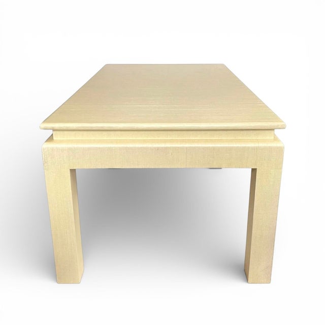 Modern Vintage Pale Yellow Grasscloth Cocktail Table in the Style of Springer For Sale - Image 3 of 7