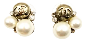 Chanel Silver Star CC Crystal Lavender Bead Long Lever Back Earrings, A Pair