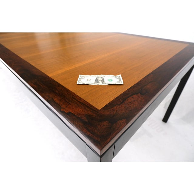 Banded Rosewood & Walnut Rectangle Dining Table w/ Two 20" Extension Boards For Sale - Image 12 of 13