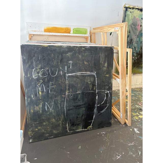 2020s Sarah Trundle, Abstract Black and White Painting, "Count Me In' For Sale - Image 5 of 11