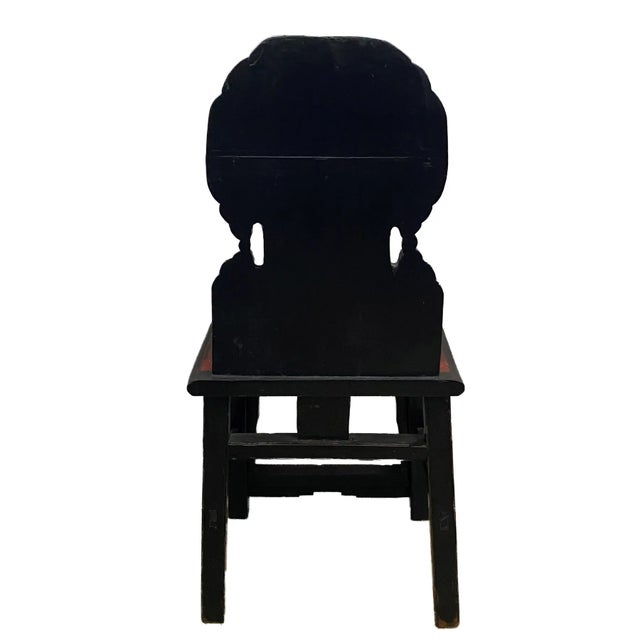 Wood Old Chinoiserie Carved & Painted Chinese /Mongolian Side Chair For Sale - Image 7 of 8