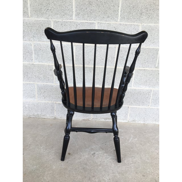 L. Hitchcock Black Harvest Fan Back Windsor Dining Chairs Set of 4