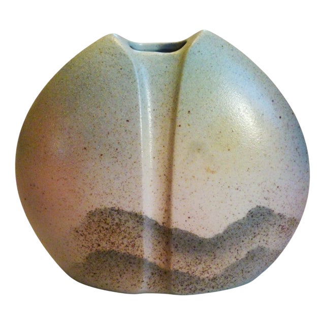 Lentil-Shaped Porcelain Vase from Virebent, 1970s-1980s For Sale