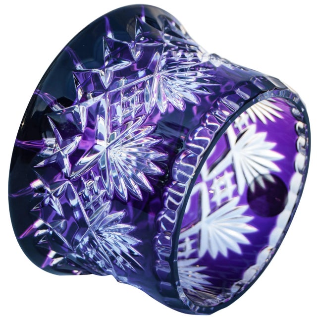 Mid-Century Modern Amethyst Purple Crystal-Cut Vase For Sale - Image 3 of 8