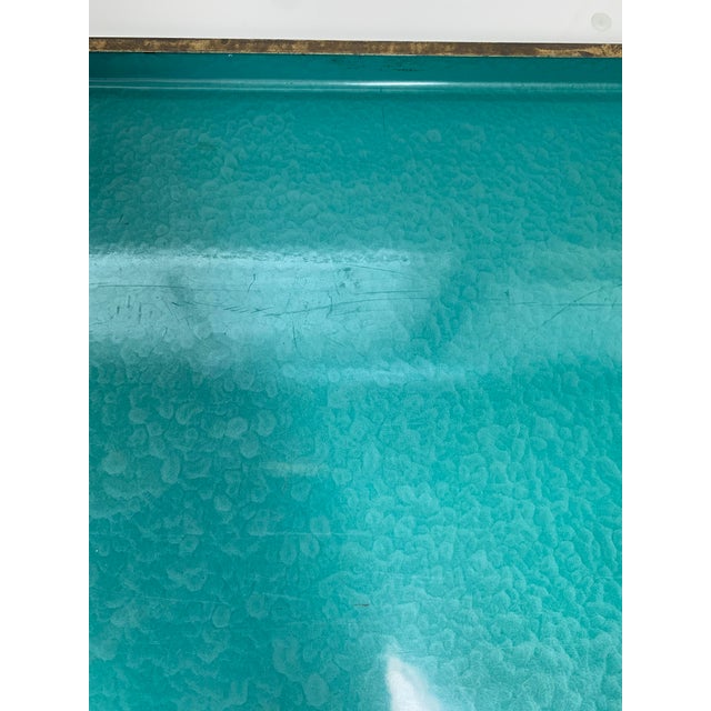 1950s Mid Century Kyes Turquoise Enamel & Brass Tray – Handmade Pasadena, California For Sale - Image 5 of 6