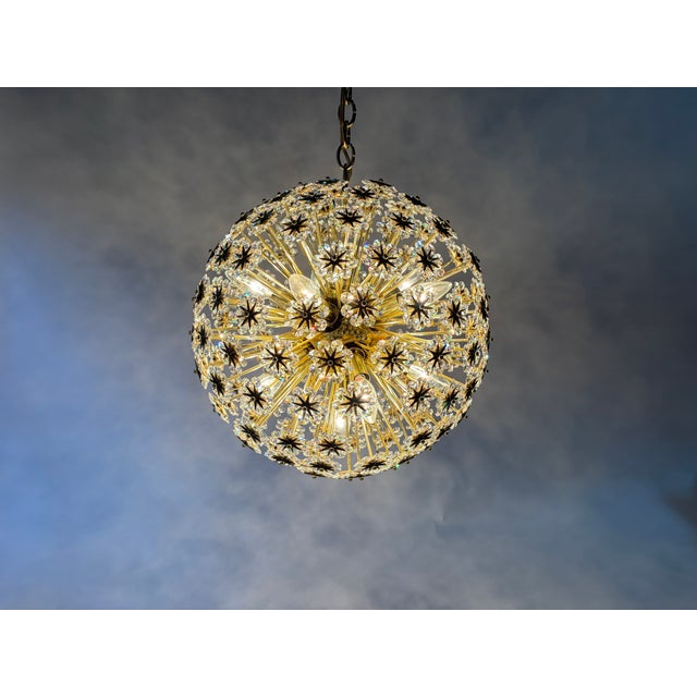 Large 1950s Sputnik Dandelion Chandelier, Brass & Crystal, 11 Bulbs For Sale - Image 11 of 18