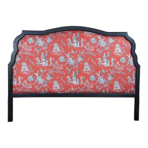 Mid 20th Century Amy Howard Collection Modern Chinoiserie Scene King Size Ebonized Headboard